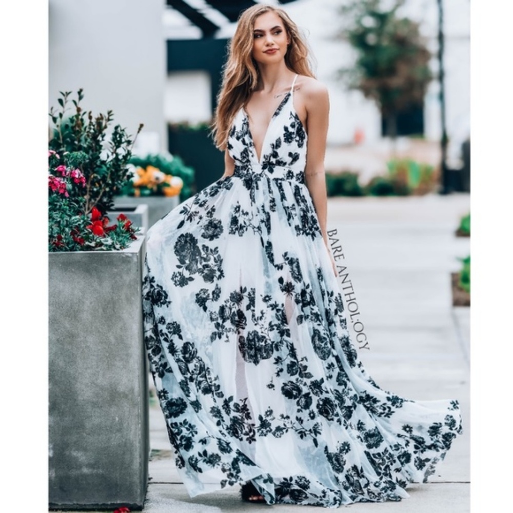 Luxxel Tulle Velvet Floral Maxi Dress - Picture 2 of 8
